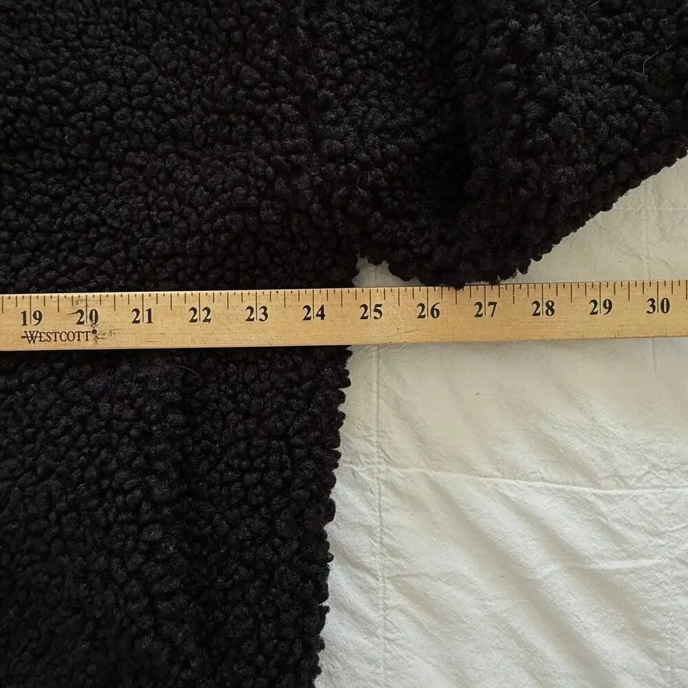 Lucky Brand Black Teddy Sherpa Hooded Jacket Women’s L Oversized Full Zip Cozy - Picture 6 of 16